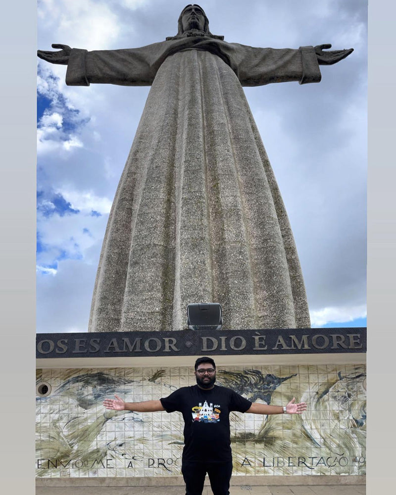 Oipatrao customer wearing the tee outside India