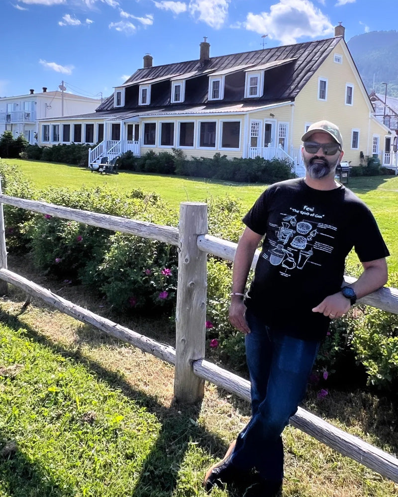 Oipatrao customer wearing the tee outside India